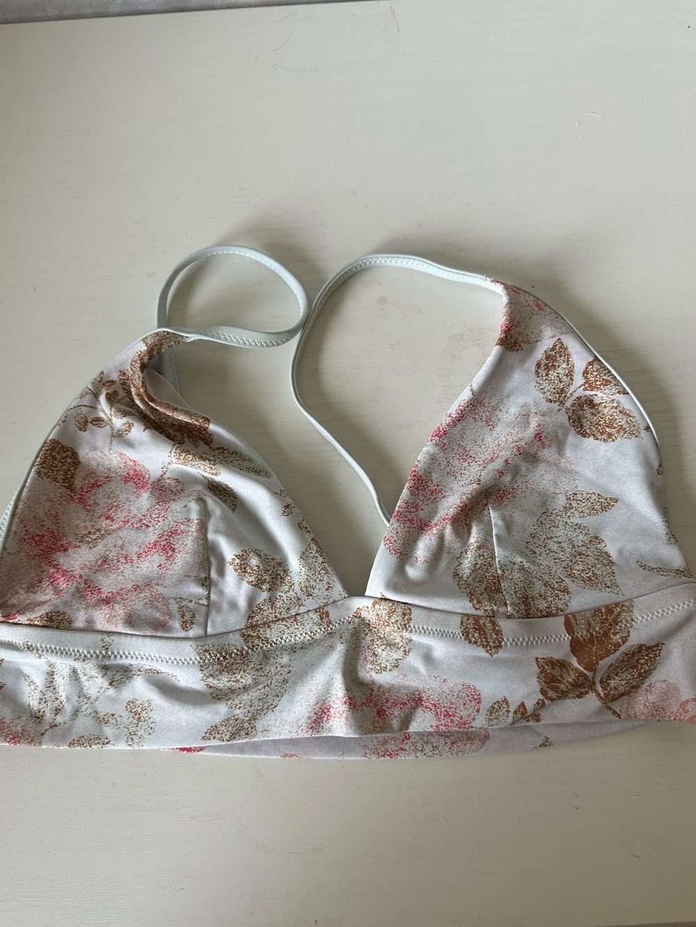 Aerie Triangle Bikini Top Light Pink Floral